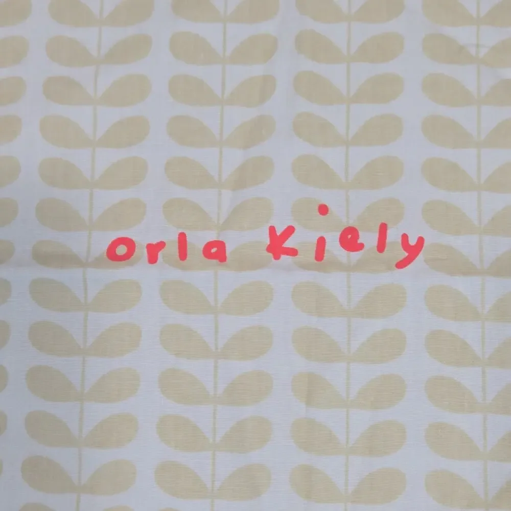 Orla Kiely Stem Print Cotton Drawstring Dust Bag Cream Yellow Large 22x23
